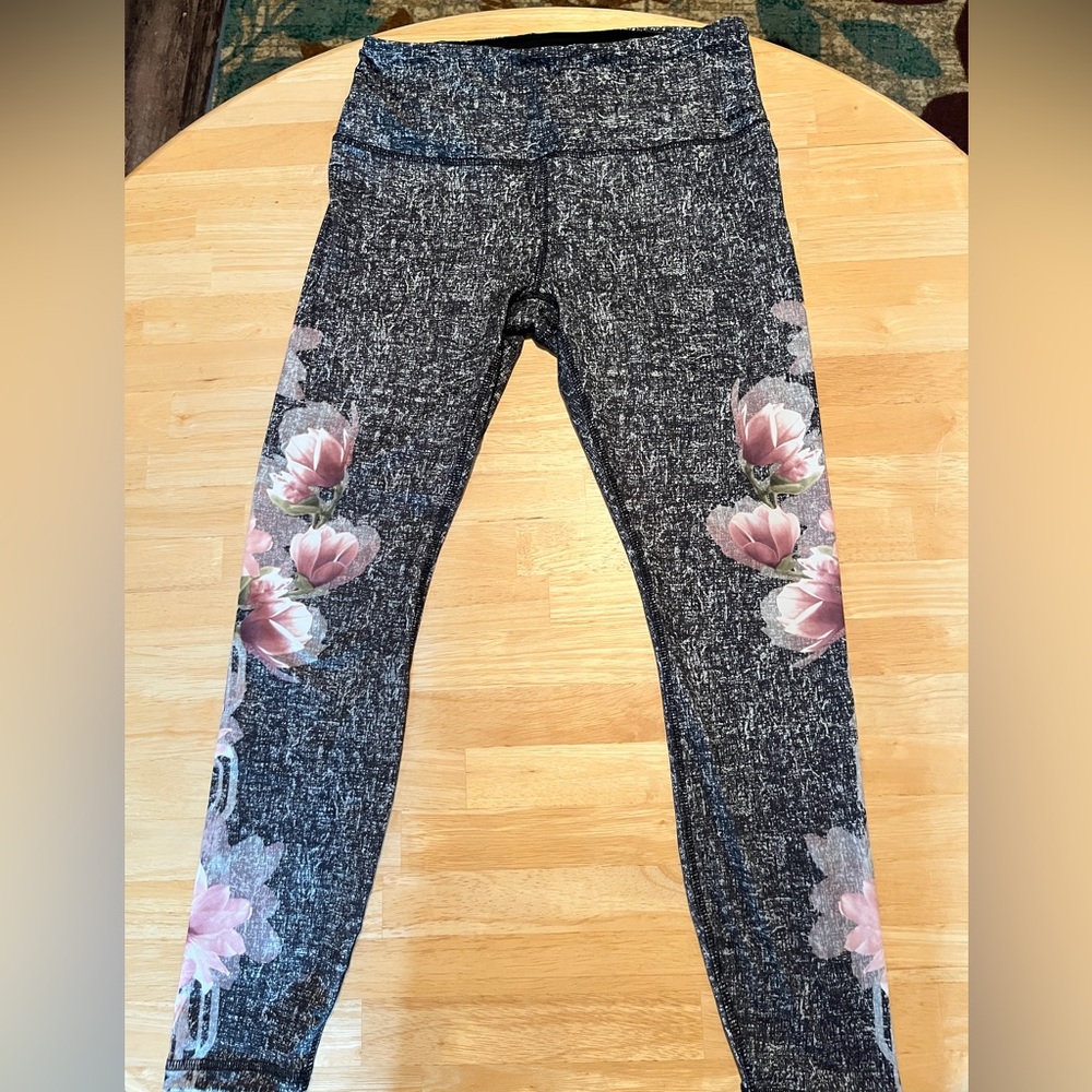 RBX Black and Pink Floral Leggings